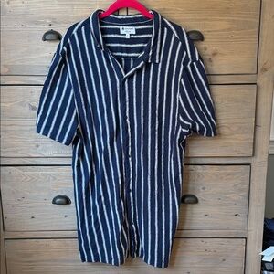 Sperry Navy and White Striped Casual Shirt sz L